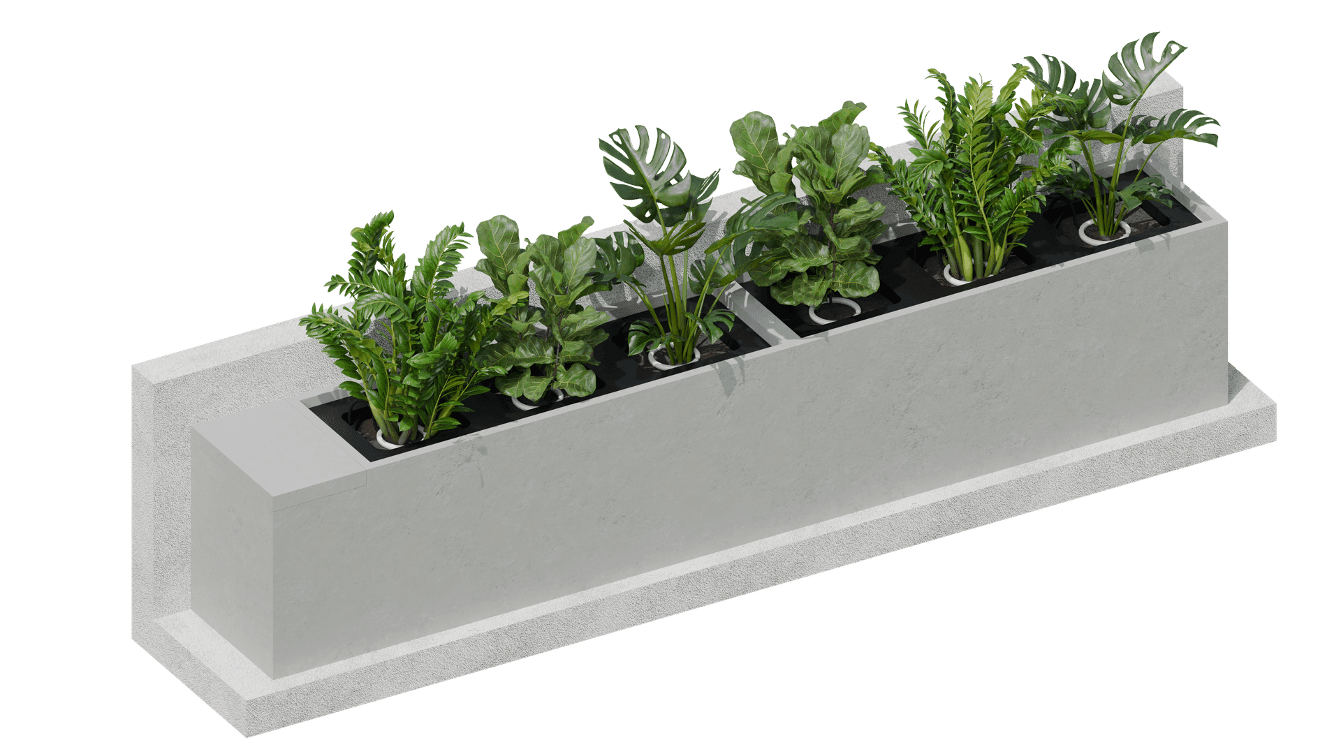 Floreira Modular em EPS - Sistema completo com vasos modulares e irrigação integrada