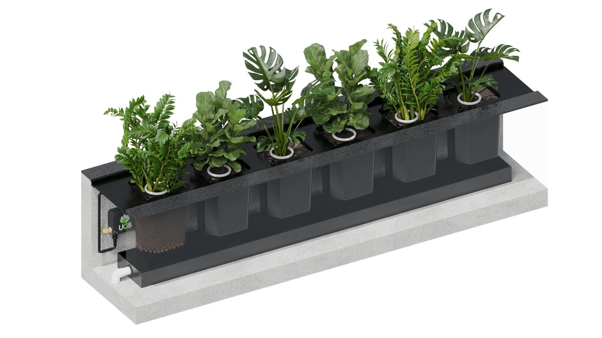 Flower Pot Basic - Sistema modular de vasos com abas para suporte metálico regulável